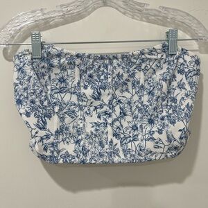 Floral Blue and White Tube Top
